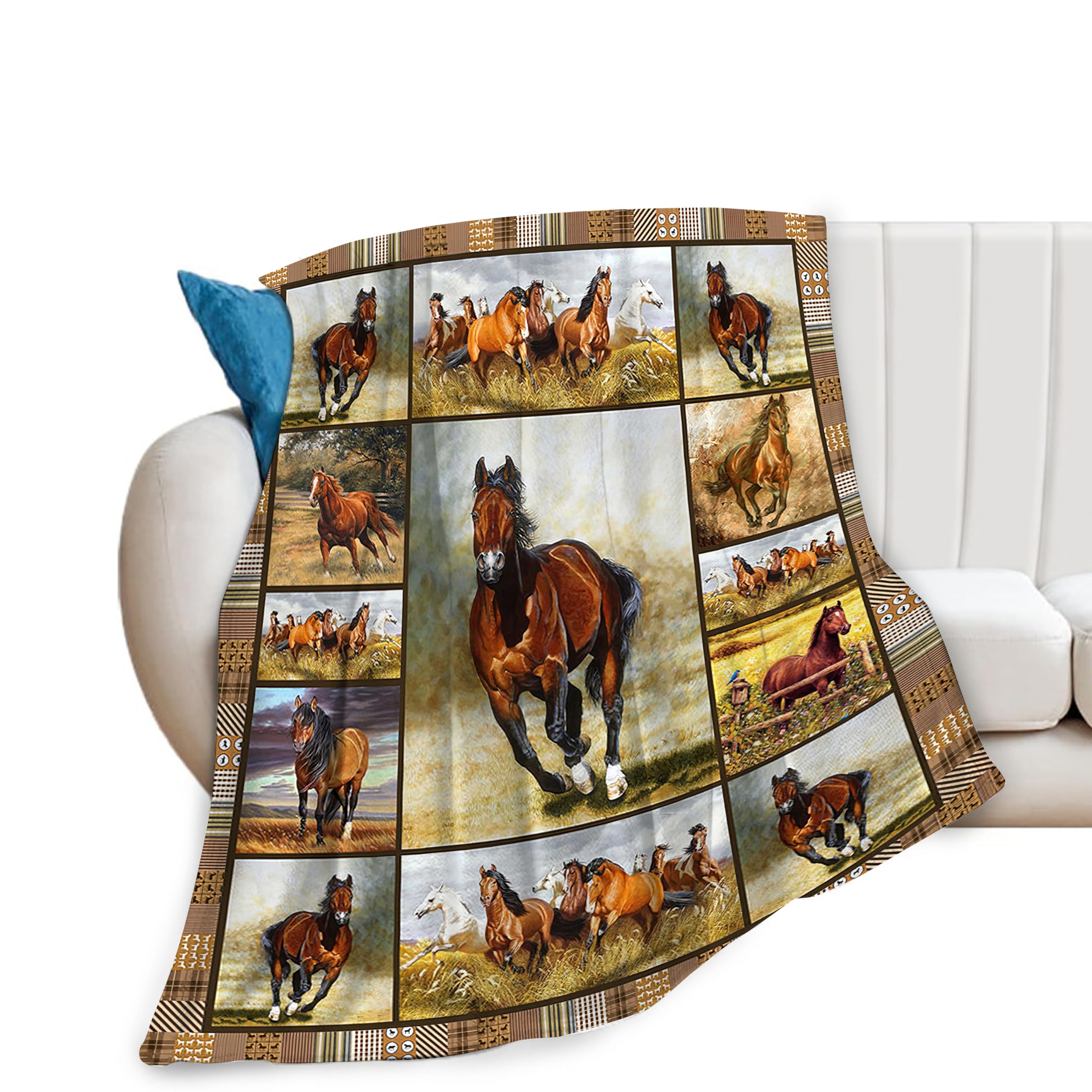 horse blanket horses gifts for girls/horse lover throw blankets soft blanket warm fleece flannel plush blankets for bed sofa couch 40"x50"