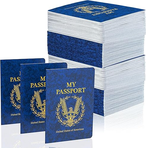 Miniatura 8 de Kenburg 60 cuadernos de pasaporte en blanco para niños, cuaderno de pasaporte azul de 4 x 5.5 pulgadas, cuaderno de pasaporte en blanco para