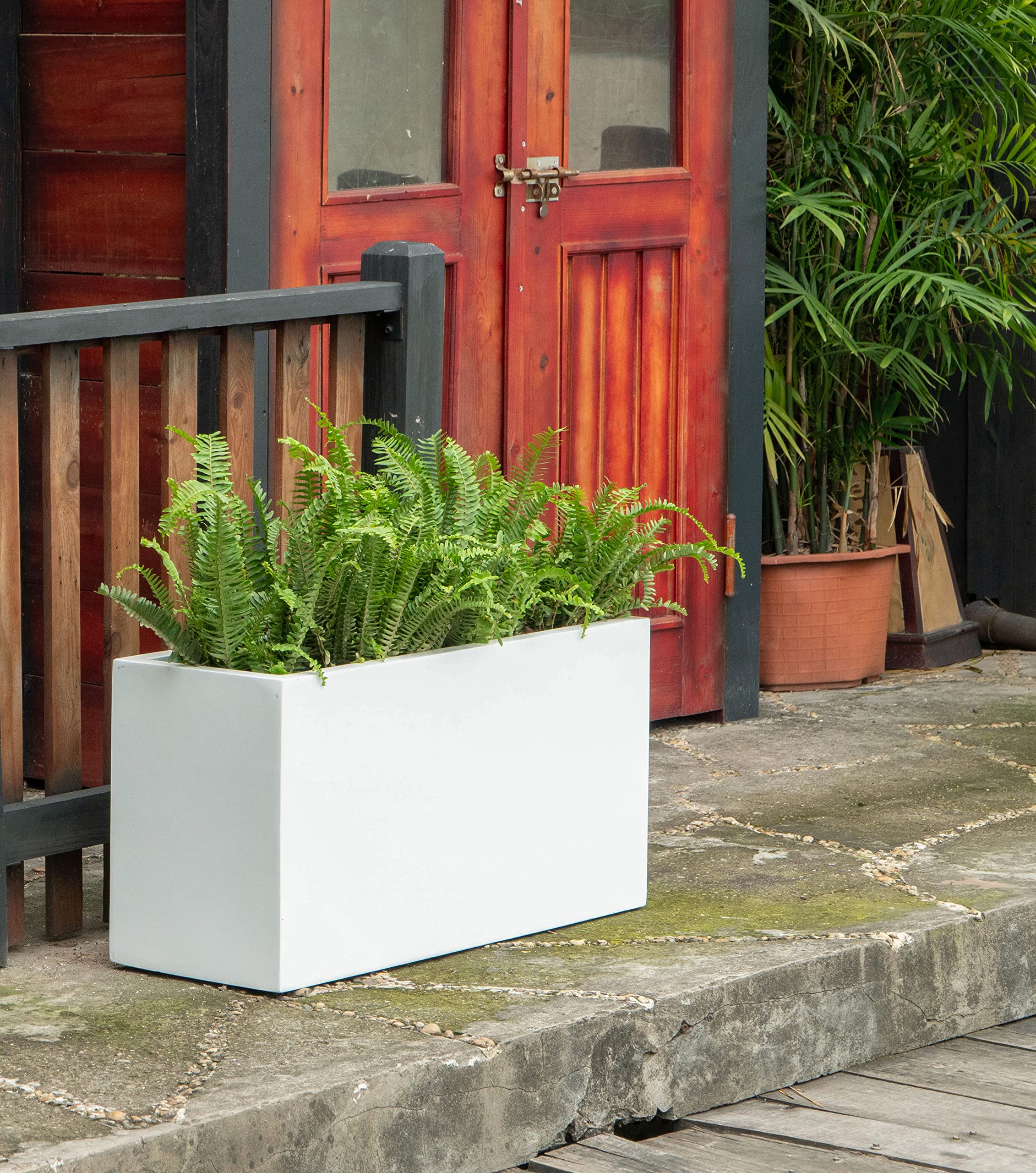 2 Unité Jardinière Classique En Béton Pierre Vigo 80x30x42cm