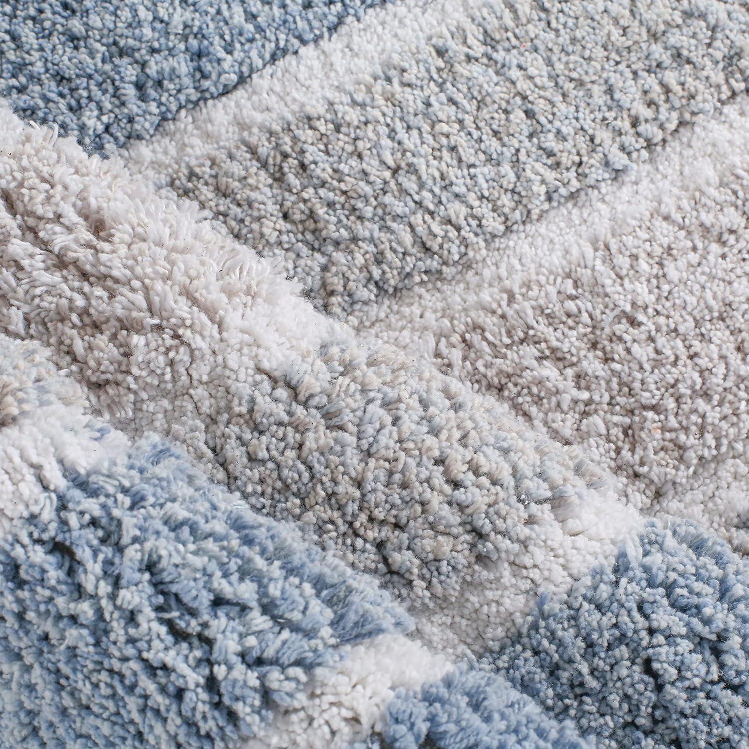 Cotton Alpine Stripe Bathmat Runner Rug 24x60 Inches - Blue, Non Slip Luxury Quick Dry Spa Style Floor Bath Runners Ideal for Bathroom, Toilet, Kitchen | Plush Washable Water Absorbent Mat for Guest