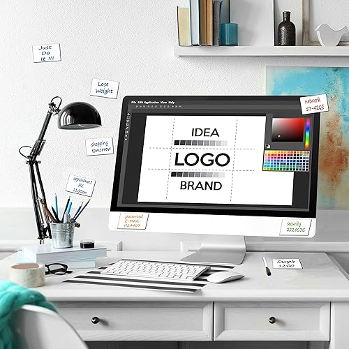 Miniatura 22 de Notas adhesivas de borrado en seco. Calcomanías reutilizables para pizarra blanca de 4 x 4 pulgadas, paquete de 8. Adecuado para todas