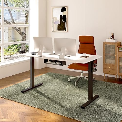 Miniatura 2 de FLEXISPOT EN2 Escritorio de pie de una pieza completa con regleta de abrazadera, escritorio eléctrico de altura ajustable de 60 x 24 pulgadas con