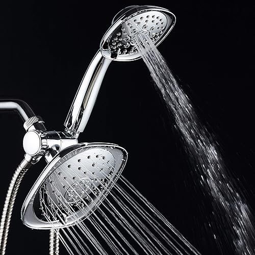 Miniatura 7 de AquaDance - Combo de cabezas de ducha de alta presión, gigantes, de 7.3 pulgadas, con cromado de lujo, una fija y otra manual. Manguera de acero