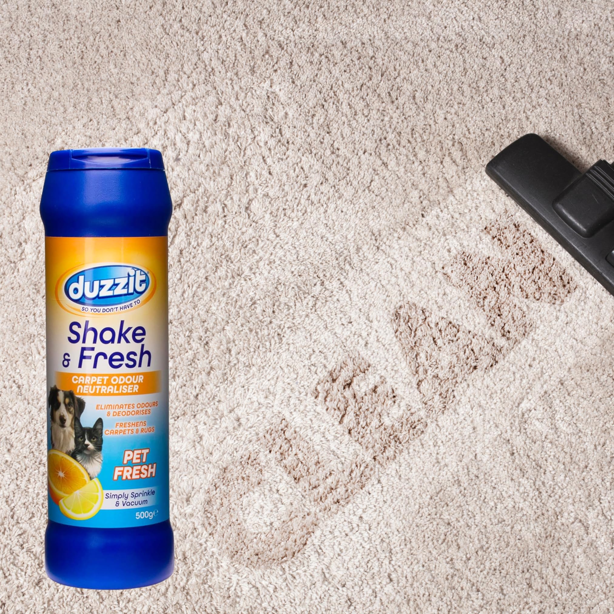 Duzzit Shake & Fresh - Ambientador en polvo para alfombras Pet Fresh - Paquete de 3 unidades de polvo limpiador de alfombras de 500 g Great British Home