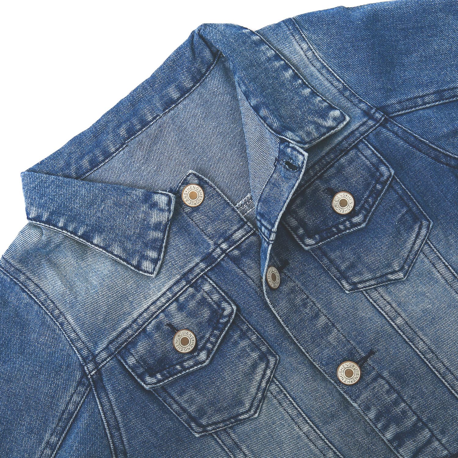 KIDSCOOL SPACE Chaqueta de mezclilla simple para niños pequeños, traje de abrigo de mezclilla suave lavado a la piedra