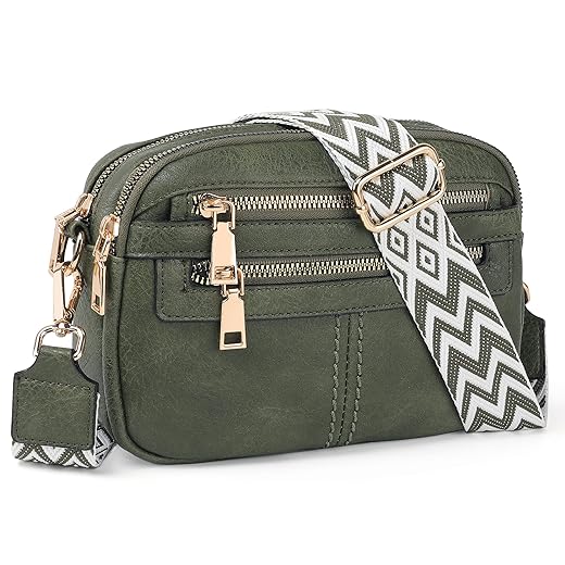 TANTOMI Crossbody Bags for Women, 6-Pockets Purses for Women, Vegan Leather Handbags Shoulder Bag for Travel Shopping