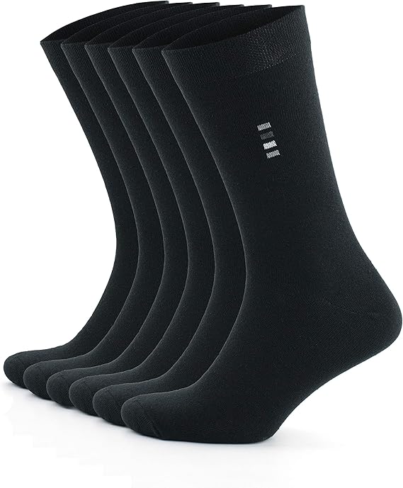 Men's Cotton Socks, 6 pairs multipack, breathable, reinforced heel and toe for business, formal