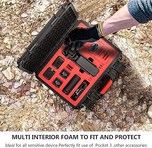 Miniatura 8 de STARTRC OSMO Pocket 3 - Funda rígida multifuncional portátil impermeable para DJI OSMO Pocket 3 Creator Combo accesorios de cámara, negro y rojo,