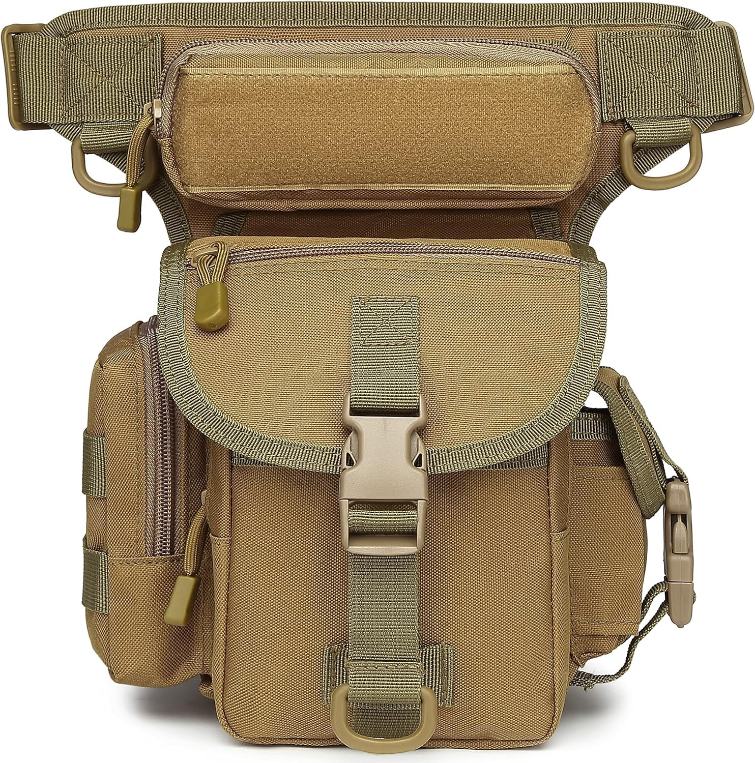 Linist Tactical Drop Leg Multipurpose Utility Waist Bag - Heavy-Duty Military-Style Thigh Pack Cross Body, Strap to Leg Or Hip for Motorcycling, Outdoor, Hiking, Adventure & Travel (KHAKI)-image-12