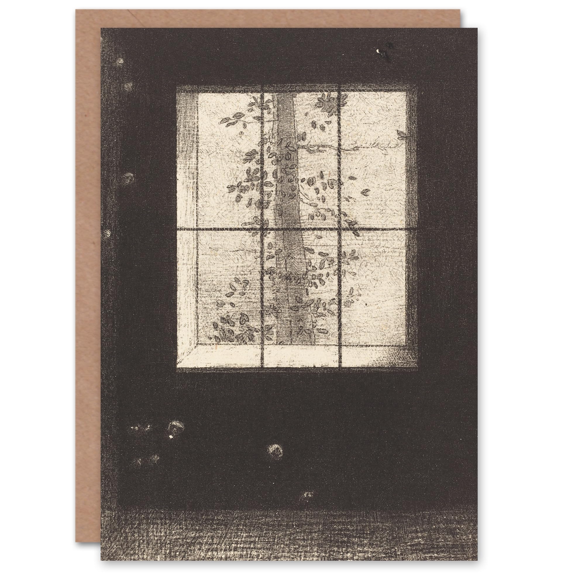 Artery8 Greeting Card - Odilon Redon Art - Le Jour Day Window View - Grey