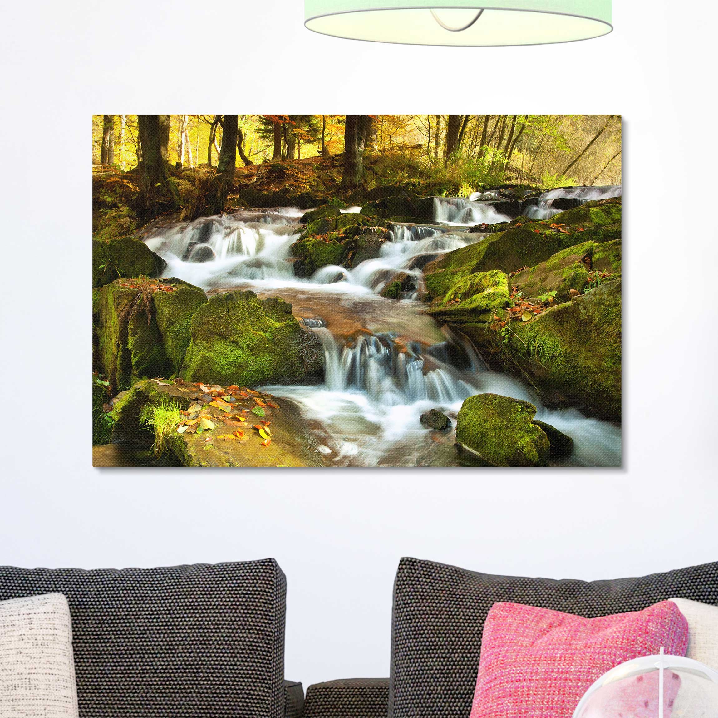 Canvas Art Waterfall autumn forest, Dimensions: 40cm x 60cm