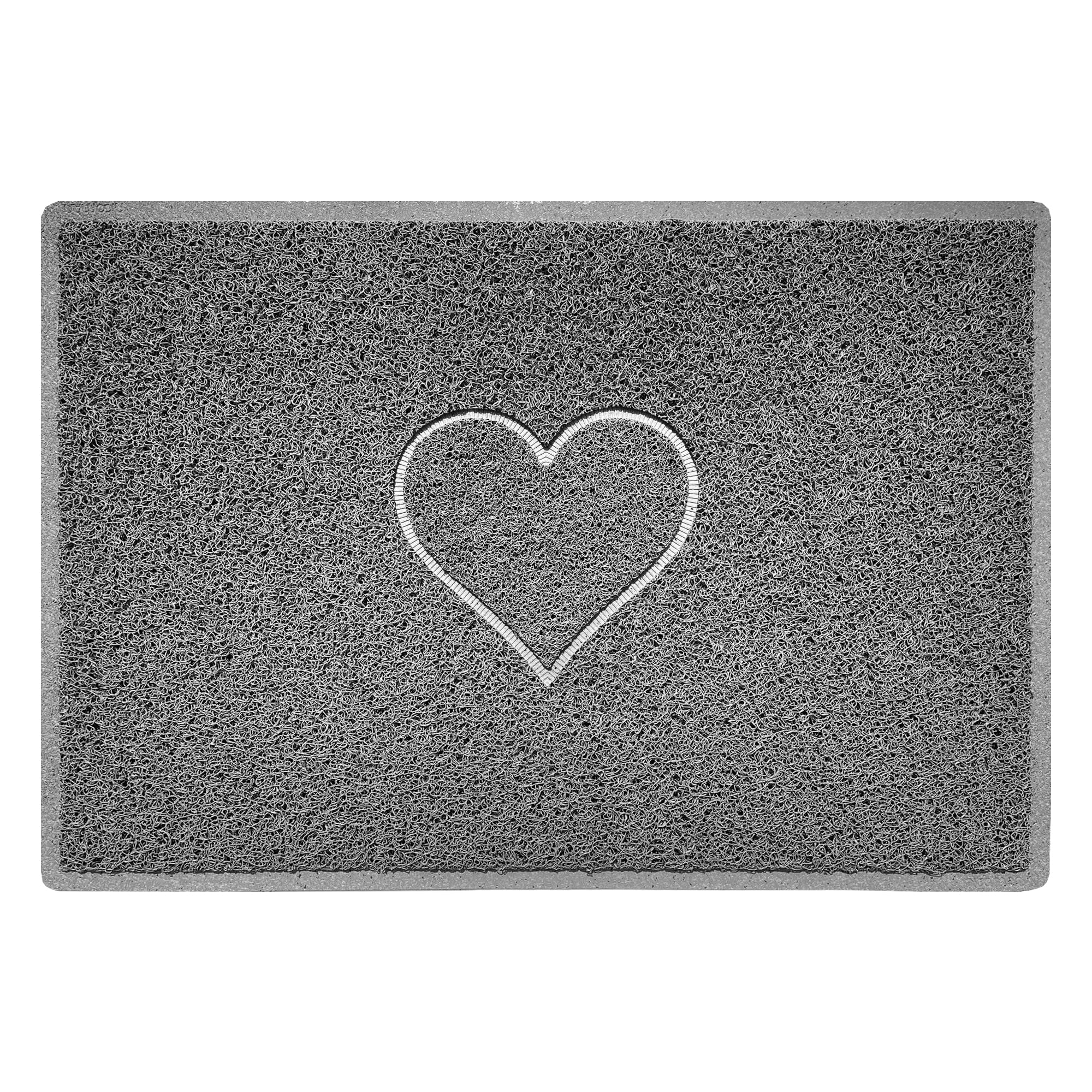 Nicoman Embossed PVC Spaghetti Pressed Heart Doormat - Grey - 90cm x 60cm
