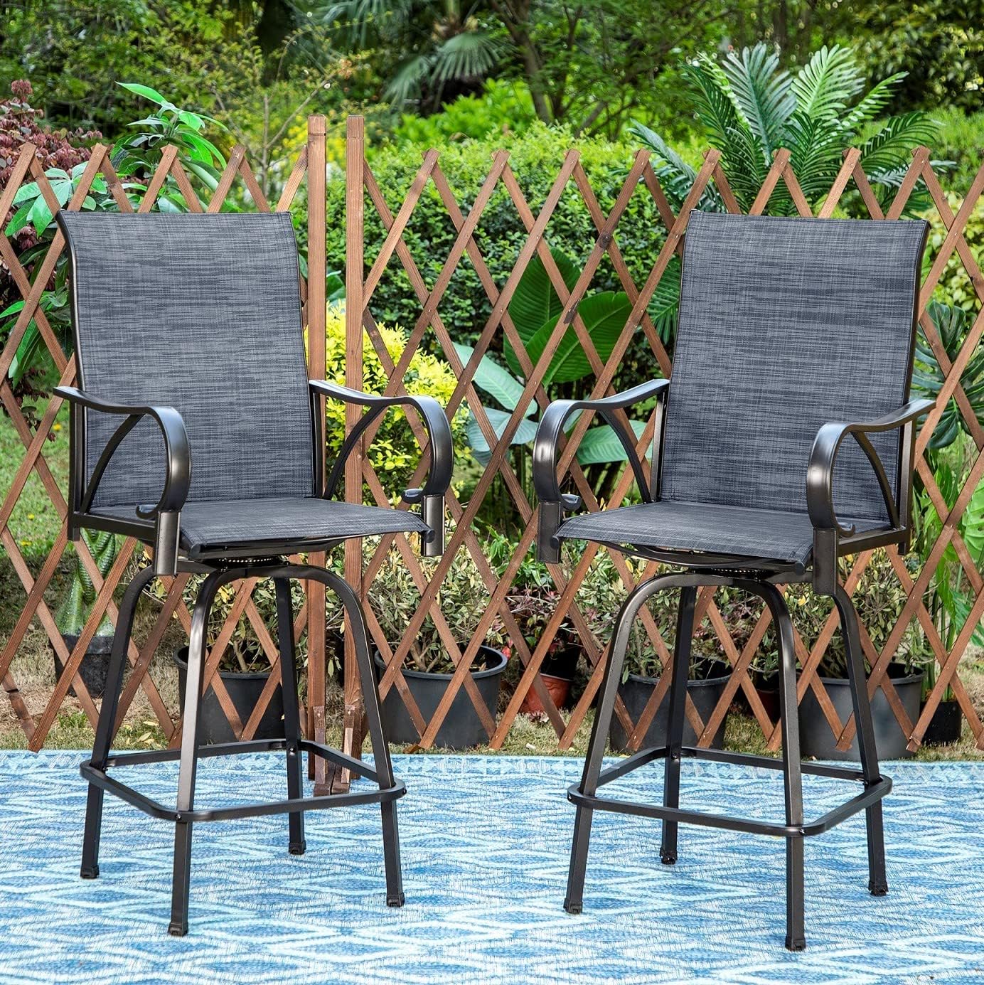 Sophia & William Outdoor Bar Stools Set of 2, Swivel Bar