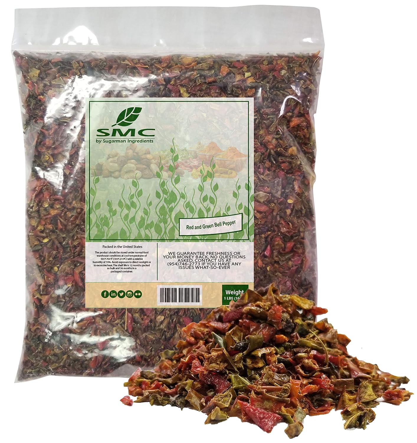 Red & Green Bell Peppers 1 Pound Bulk Bag – Heat-Sealed Crushed & Dried Seasoning (Naturejam Store)