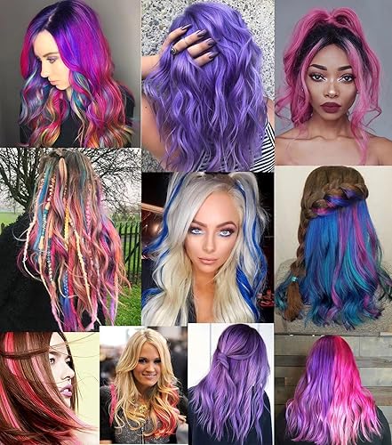 Miniatura 6 de 12 extensiones de cabello lacio con clip, color rosa, morado, azul, lavanda, para mujer, multicolor, con reflejos de fiesta, extensiones de cabello