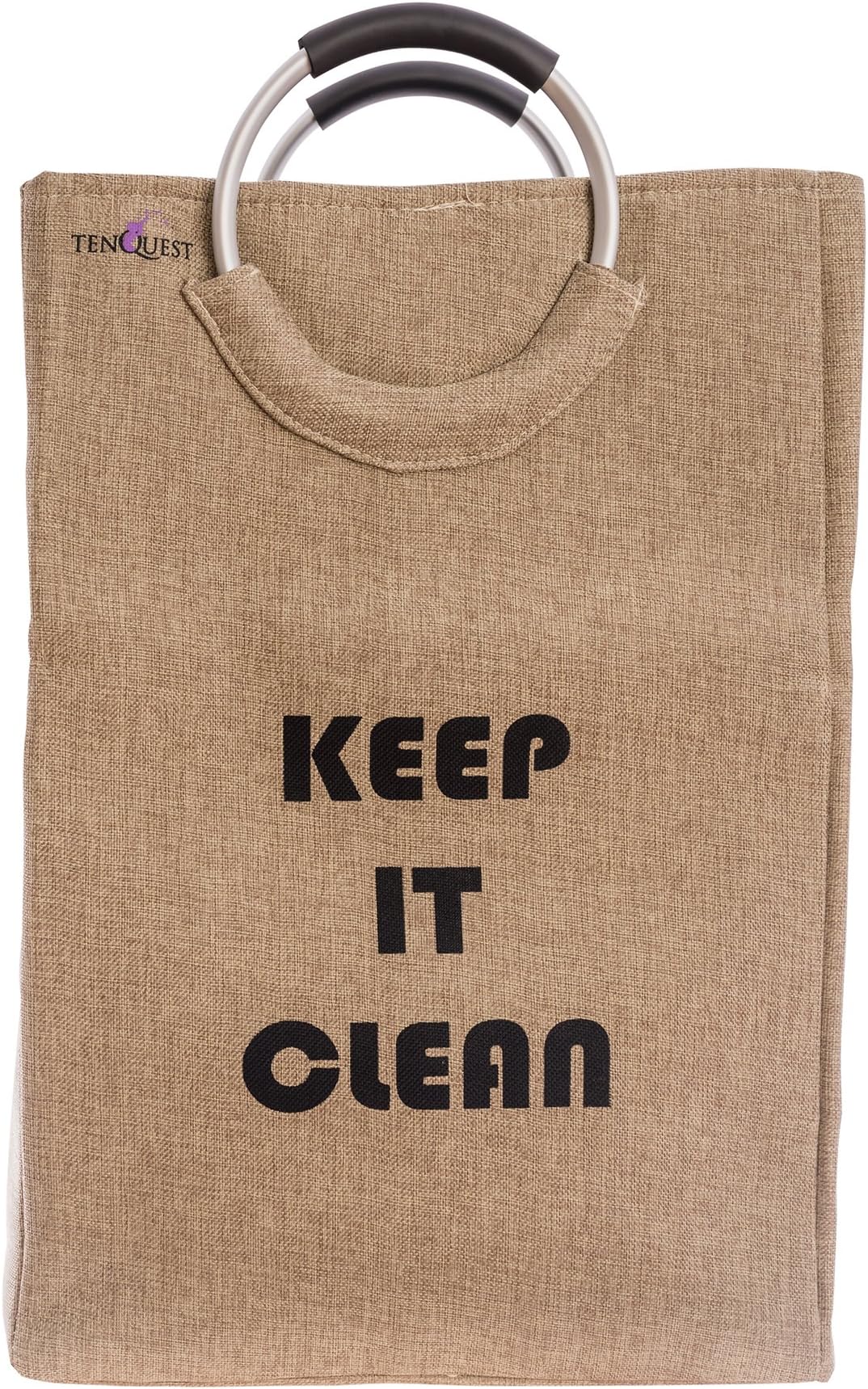 Laundry Hamper By Tenquest - Brown, Foldable Clothes Hamper for Laundry with Round Handles for Convenient Carrying, Built-in Dividers, Extra Large 40 by 40 by 70 centimeters