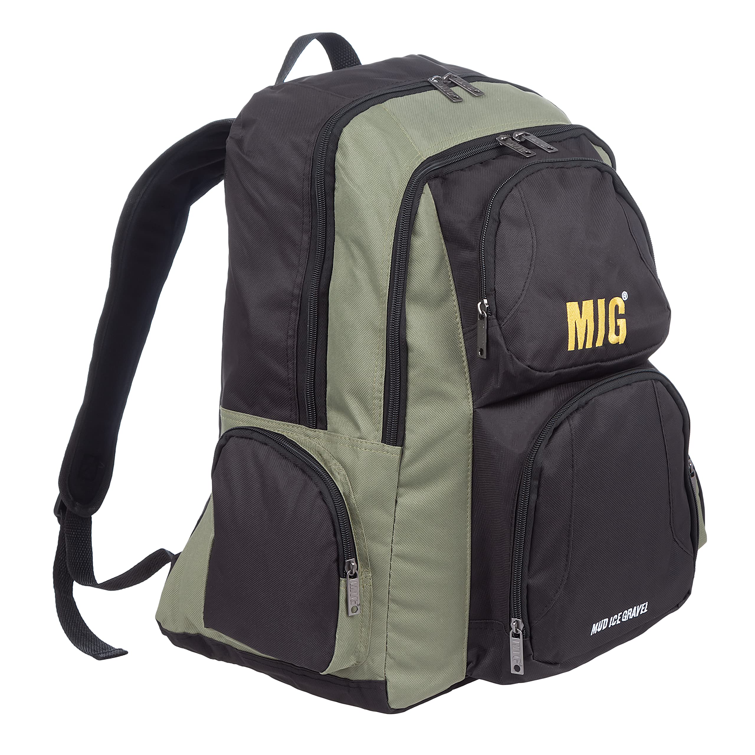 MIG - Mud Ice Gravel Large Mens Backpack & Rucksack Bag with 6 Zip Compartment Pockets - LARGE 21L Capacity & Ideal For SPORT TRAVEL WORK SCHOOL HIKING