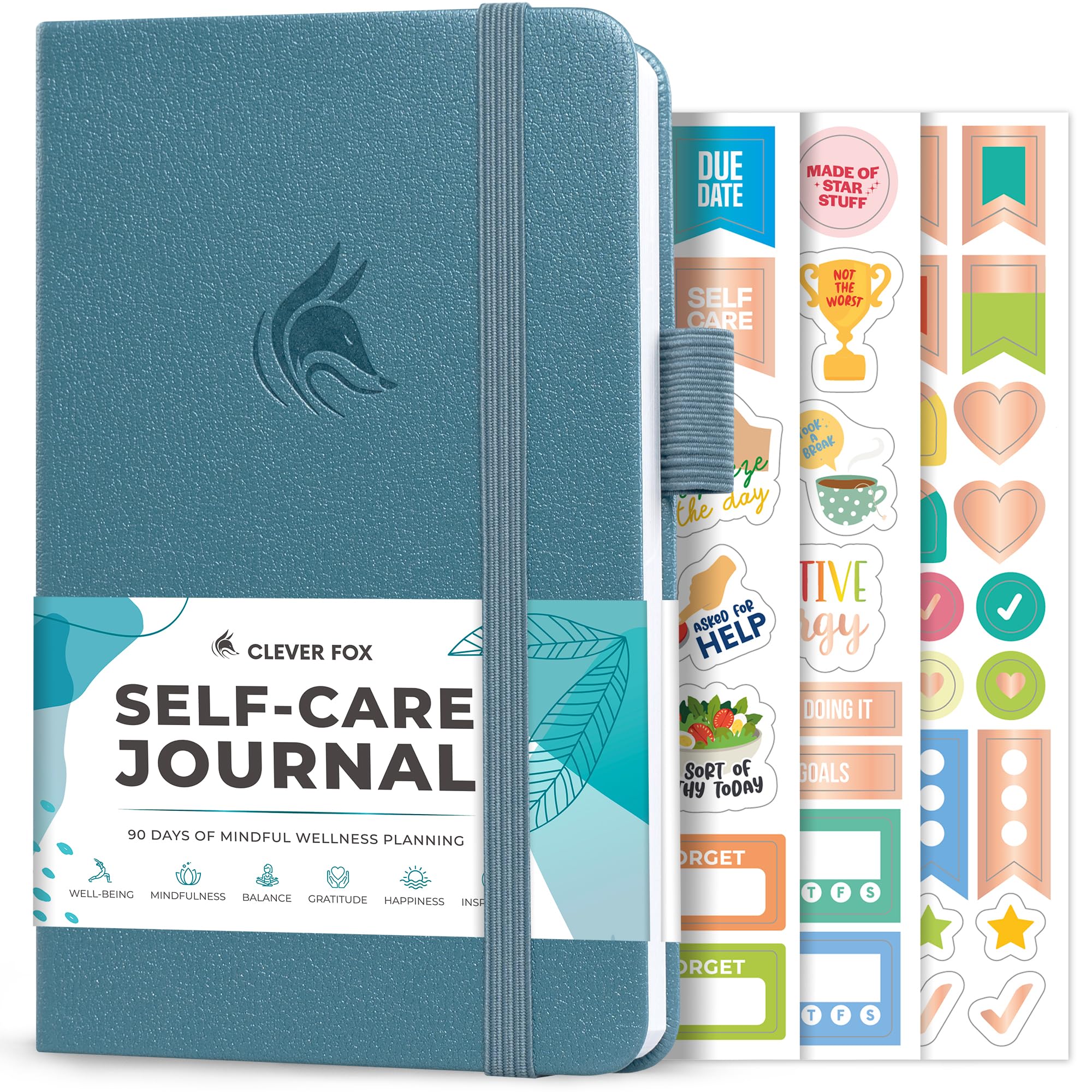 Clever Fox Self-Care Journal Pocket – Daily Reflection Notebook – Mental Health & Personal Development Planner, Meditation & Mood Log (Aquamarine)