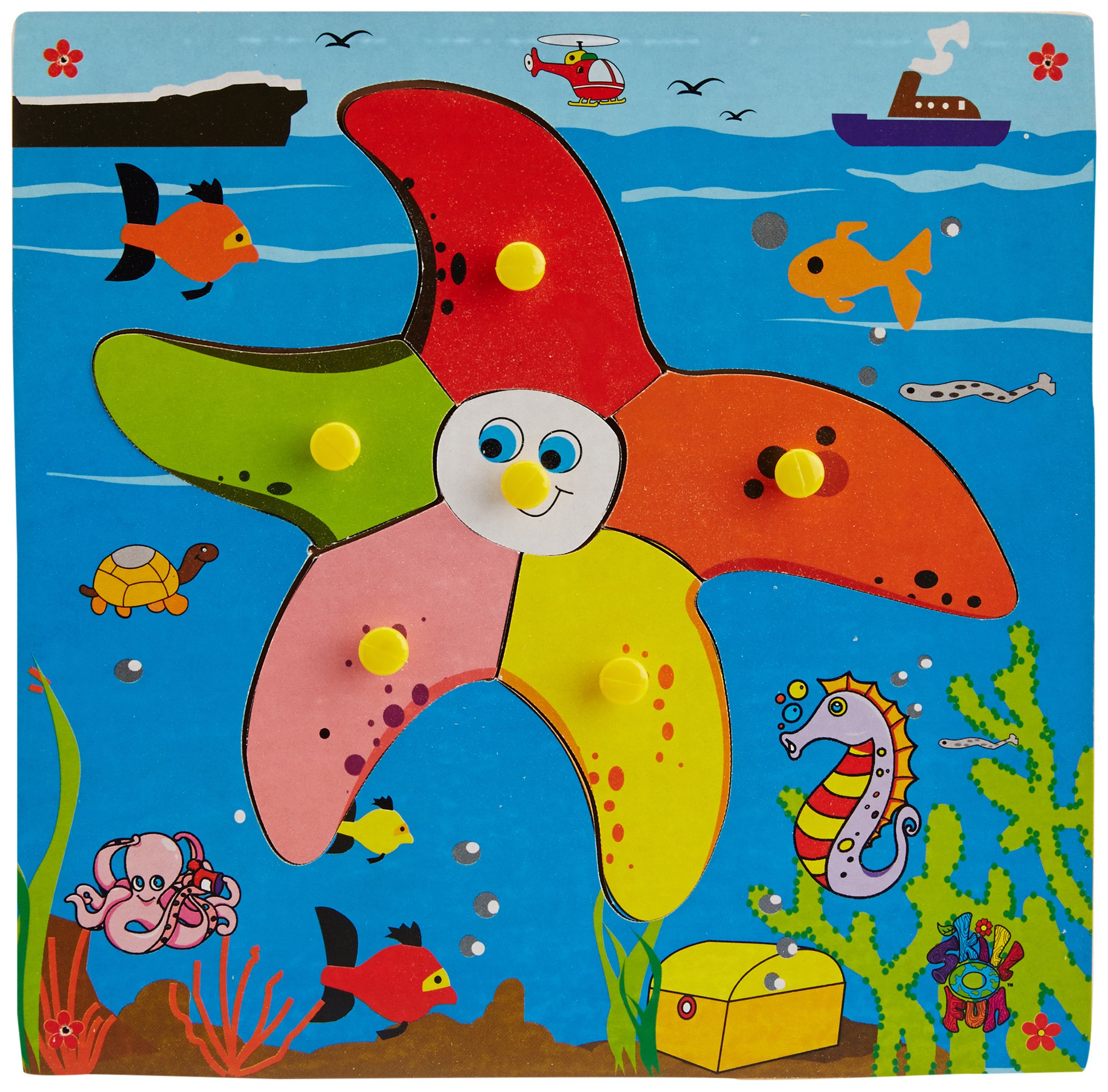 Skillofun - TPS-3 Wooden Theme Puzzle Standard Star Fish Knobs, Multi Color (B009GCSD8E) Amazon Price History, Amazon Price Tracker