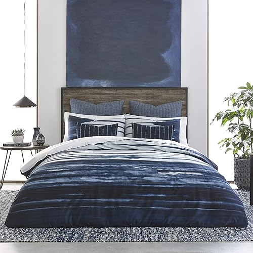 Miniatura 2 de Izi Juego de funda nórdica de algodón con estampado Shibori azul marino matrimonialqueen