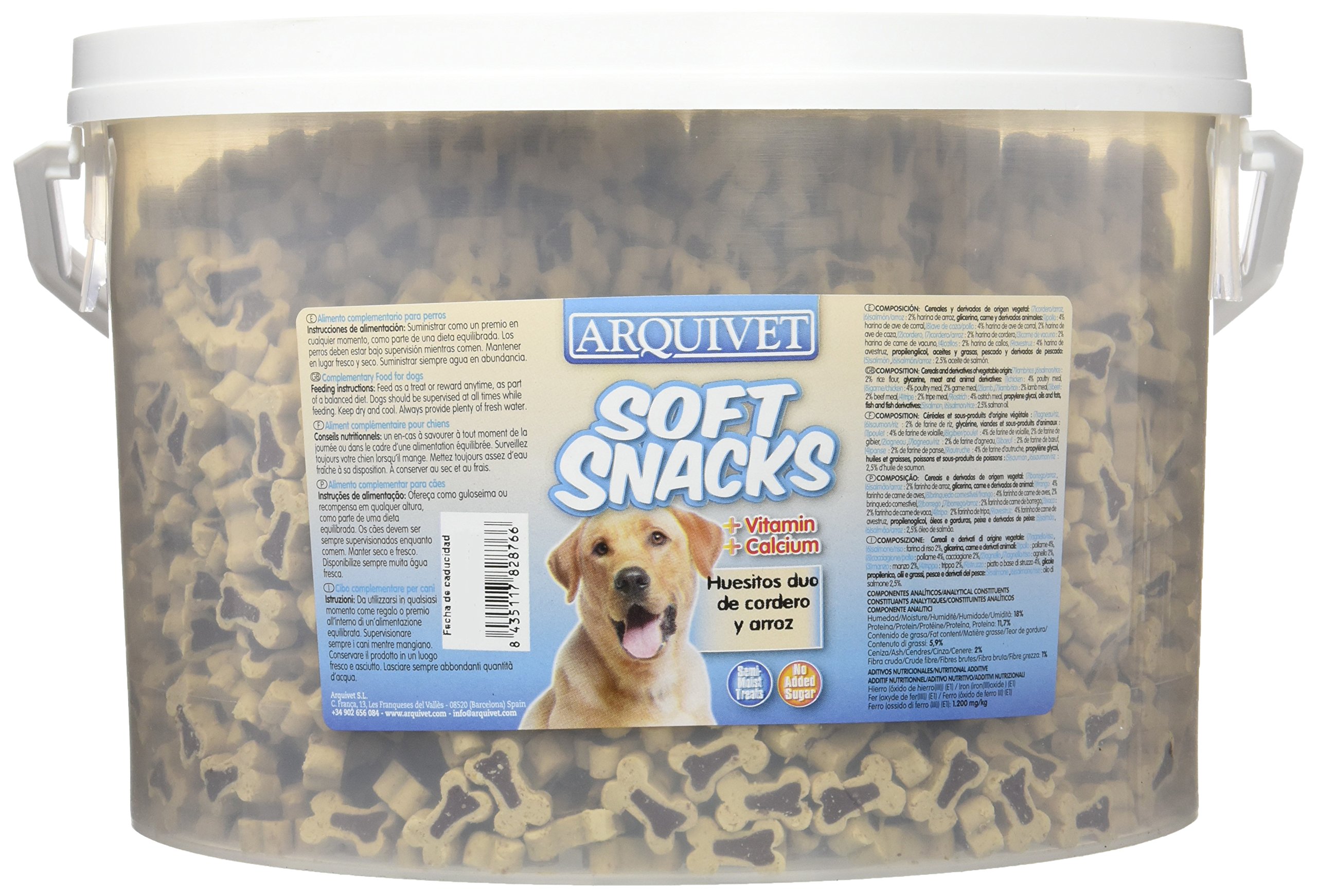 Arquivet Soft Snacks de Cordero y arroz para Perro - 4800gr - Snacks Naturales en Forma de huesitos - Golosinas y chuches Naturales - Premios y recompensas para Perros