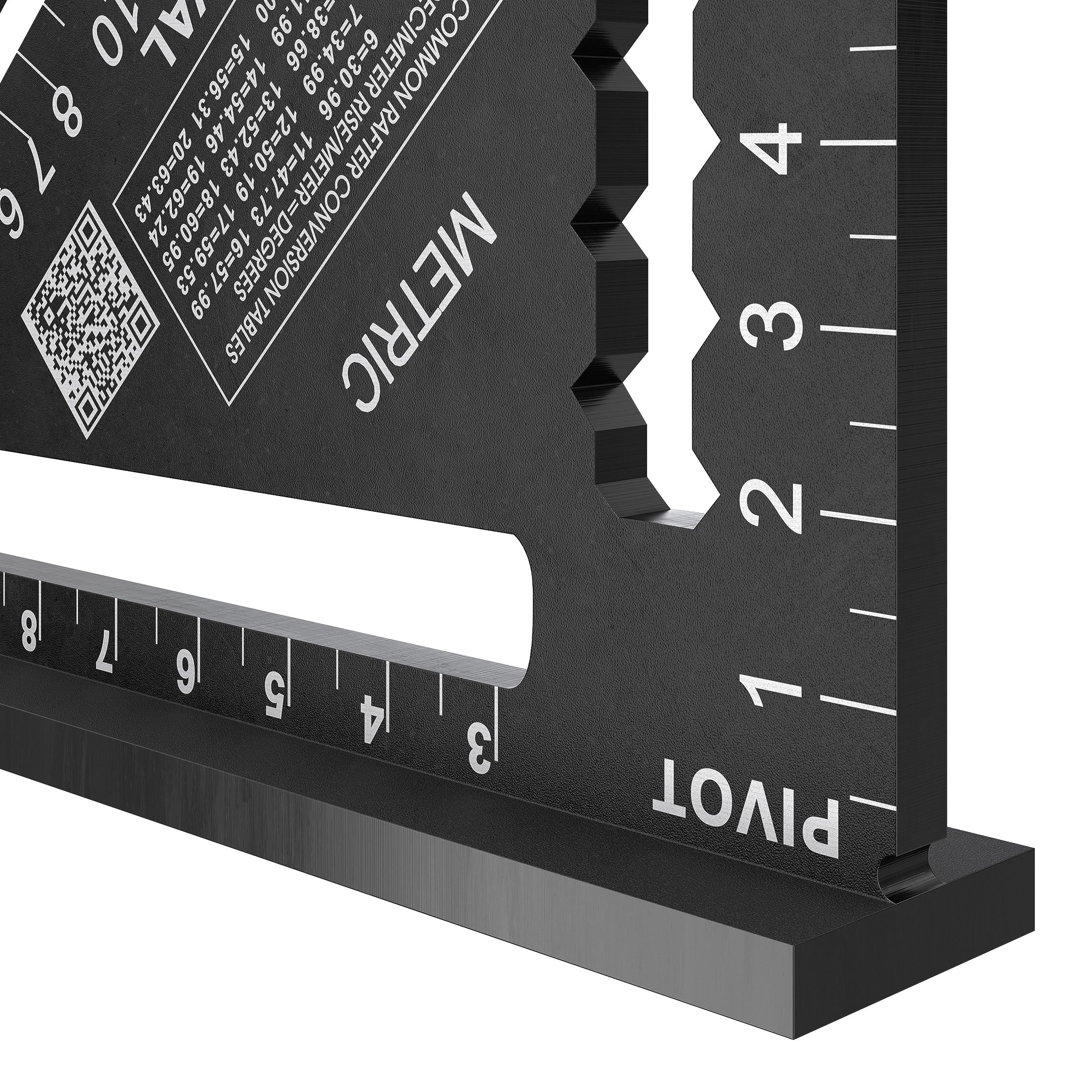 Équerre 5 en 1 180 mm I Hultafors I Équerre de charpentier, usinage CNC de l’aluminium I Équerre de charpentier adaptée au marquage, à la mesure et au traçage I Avec table de conversion I 257010