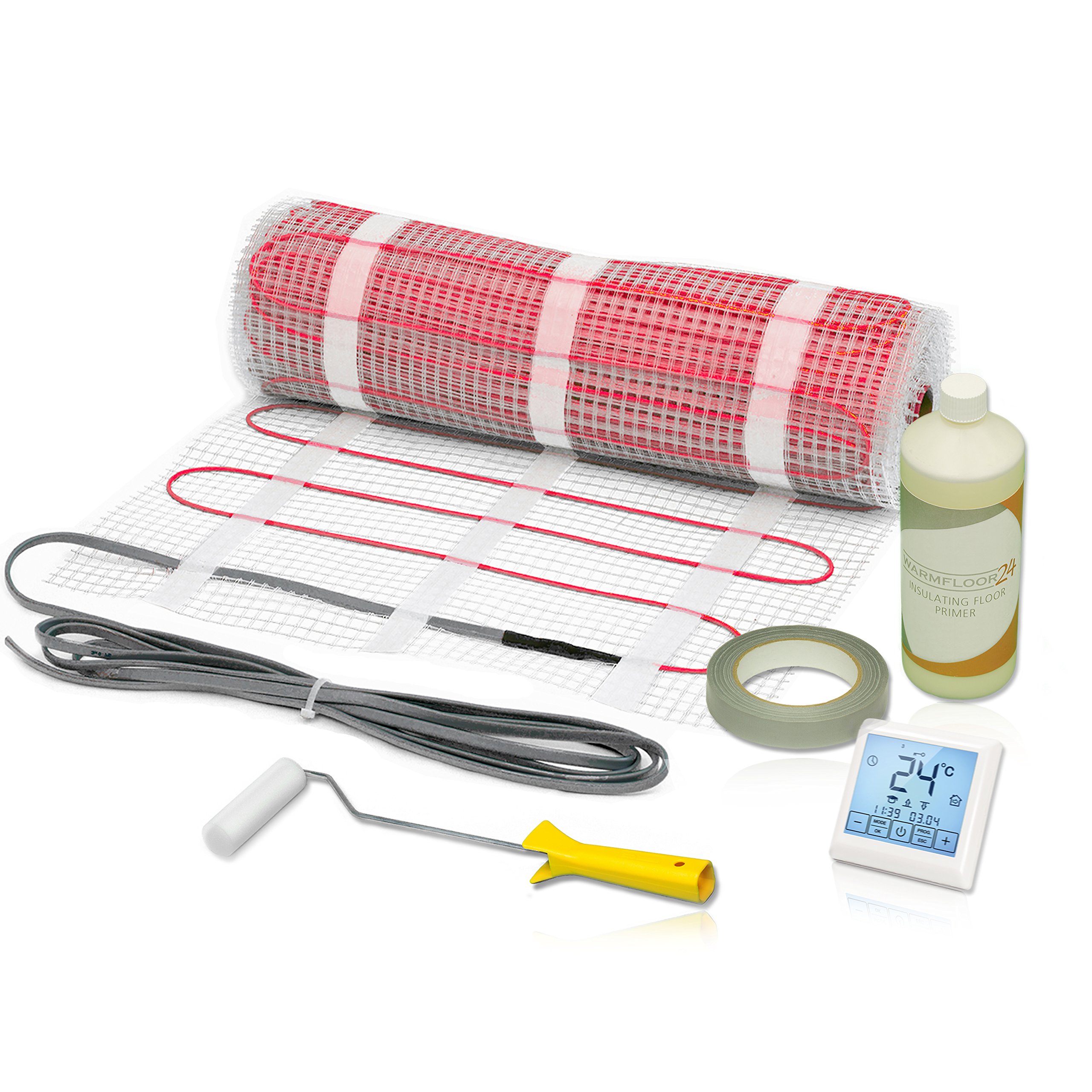 Electric Underfloor Heating Mat Kit for Tiles 150 W/m² • with Touch Screen Thermostat • ALL SIZES • 2.1 m²