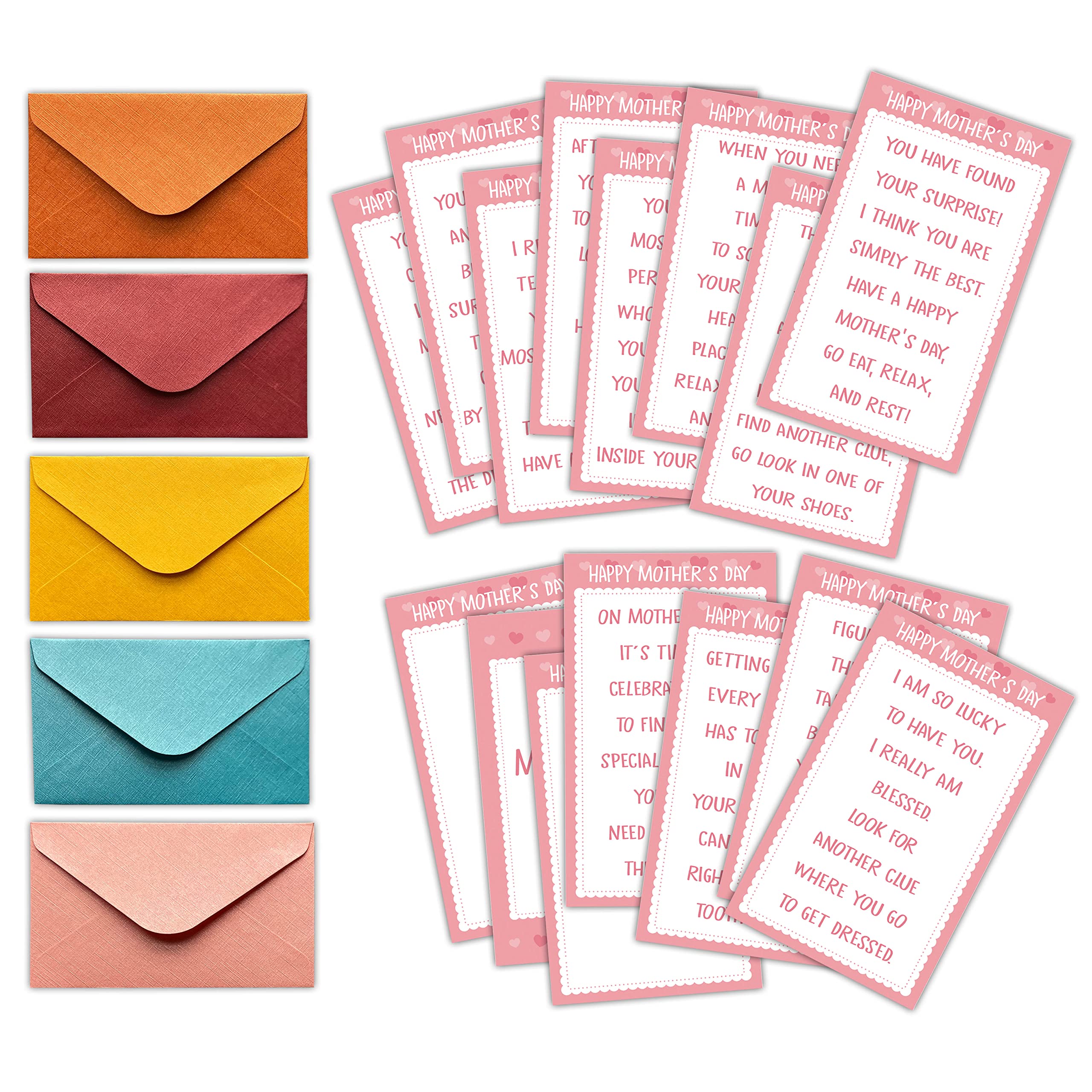 Amazon.com: Mother's Day Treasure Hunt Clues Game Cards, Scavenger Hunt  Card Game(14 Cards With Colourful Envelopes), Ourdoor Indoor Mother's Day  Party Supplies Activities for Teens Kids Adults(01) : Toys & Games