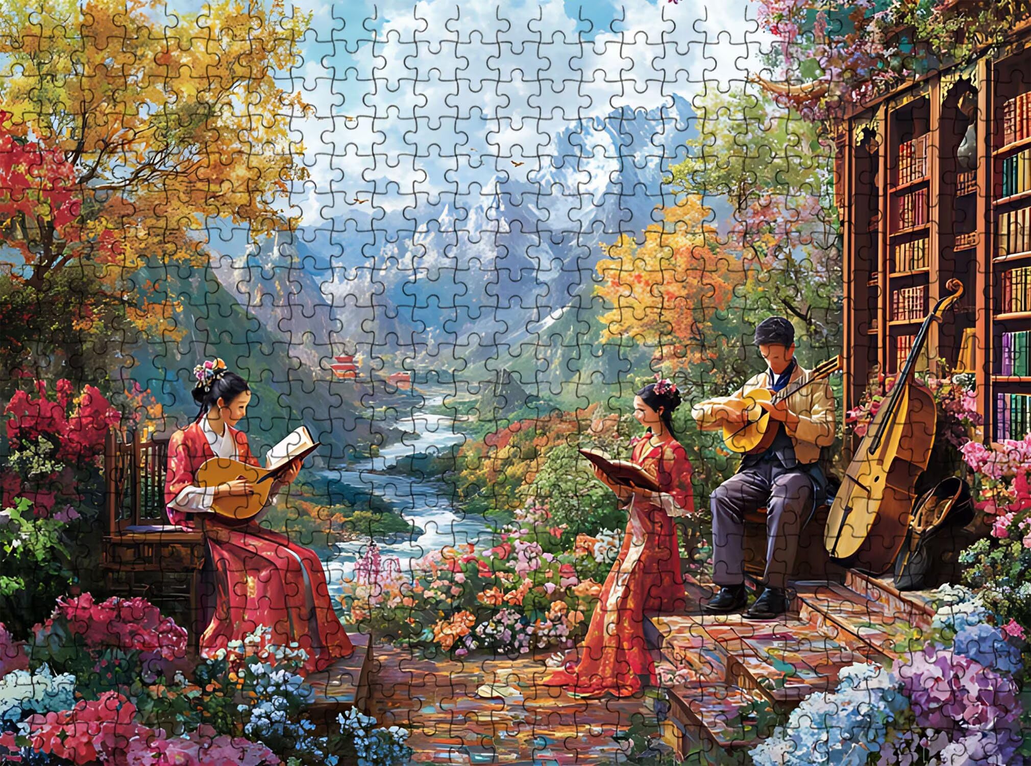 Puzzle 2000 Pezzi Classici, Puzzle paesaggio fiore 99 x 70 cm, Gioco Educativo e Antistress in Legno con Poster Incluso, Ttività DIY per Famiglia, Regalo per Appassionati, Decor Parete Casa, f0-506