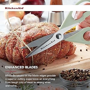 KitchenAid All Purpose Kitchen Shears with Protective Sheath Durable Stainless Steel Scissors, Dishwasher Safe, Soft Grip Comfort Handle, 8.72 Inch, Pistachio