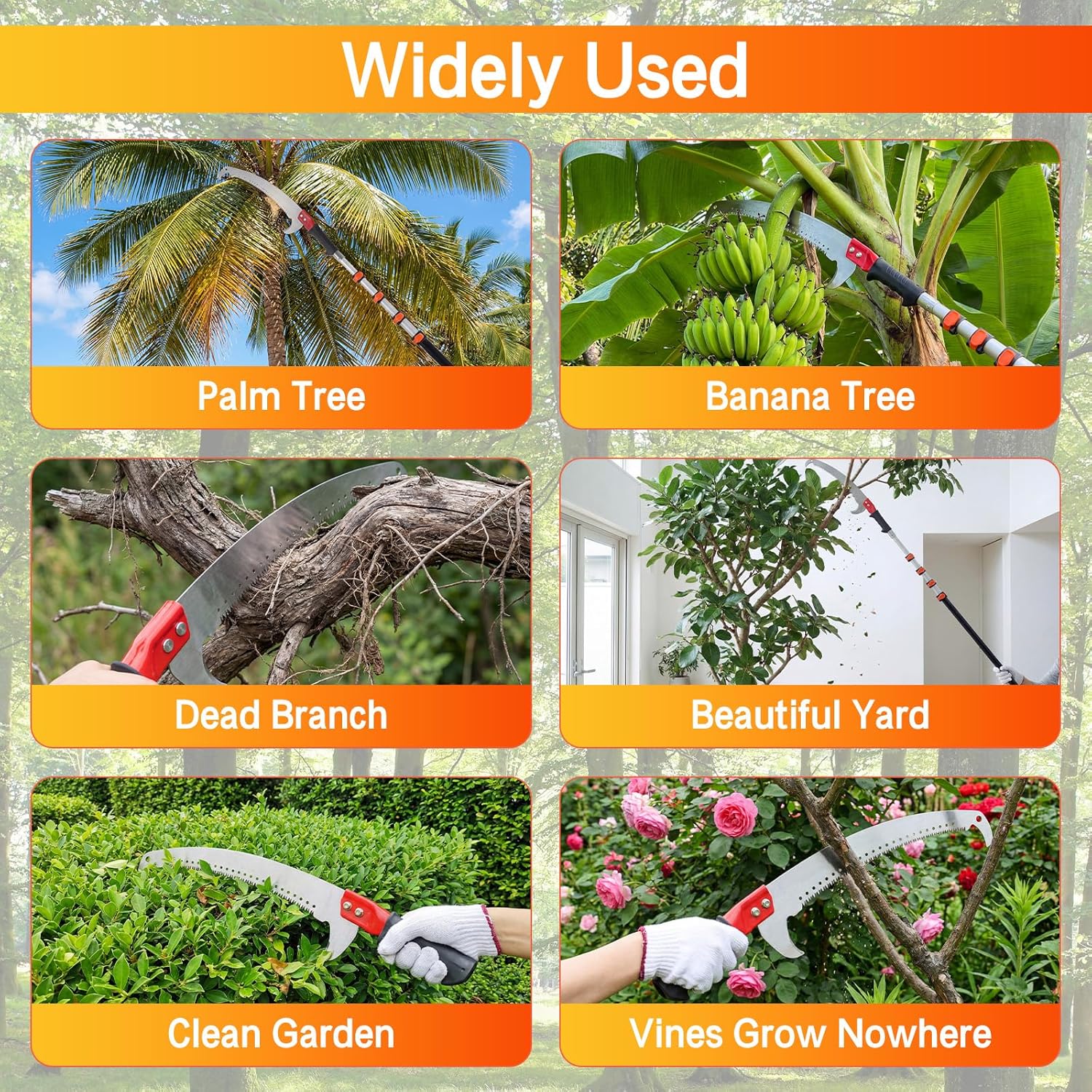 26FT Pole Saw for Tree Trimming, Manual Telescoping Tree Pruner with 5–20FT Extension Pole, Long Reach Hand Saw for Ground Cutting in Yard, Garden & Patio
