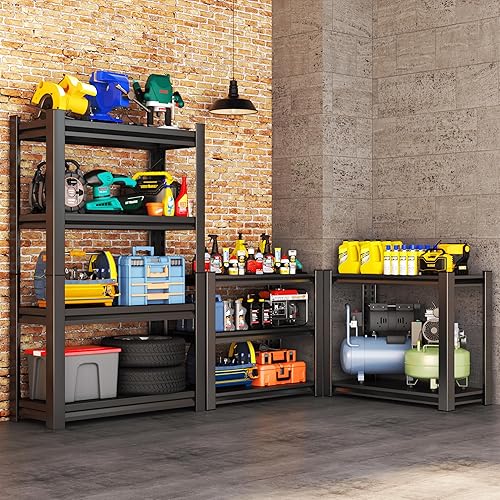 Miniatura 8 de Estantería industrial con almacenamiento ajustable, de acero resistente, para herramientas y equipos pesados, capacidad de 2500 lb (4 niveles, 54"