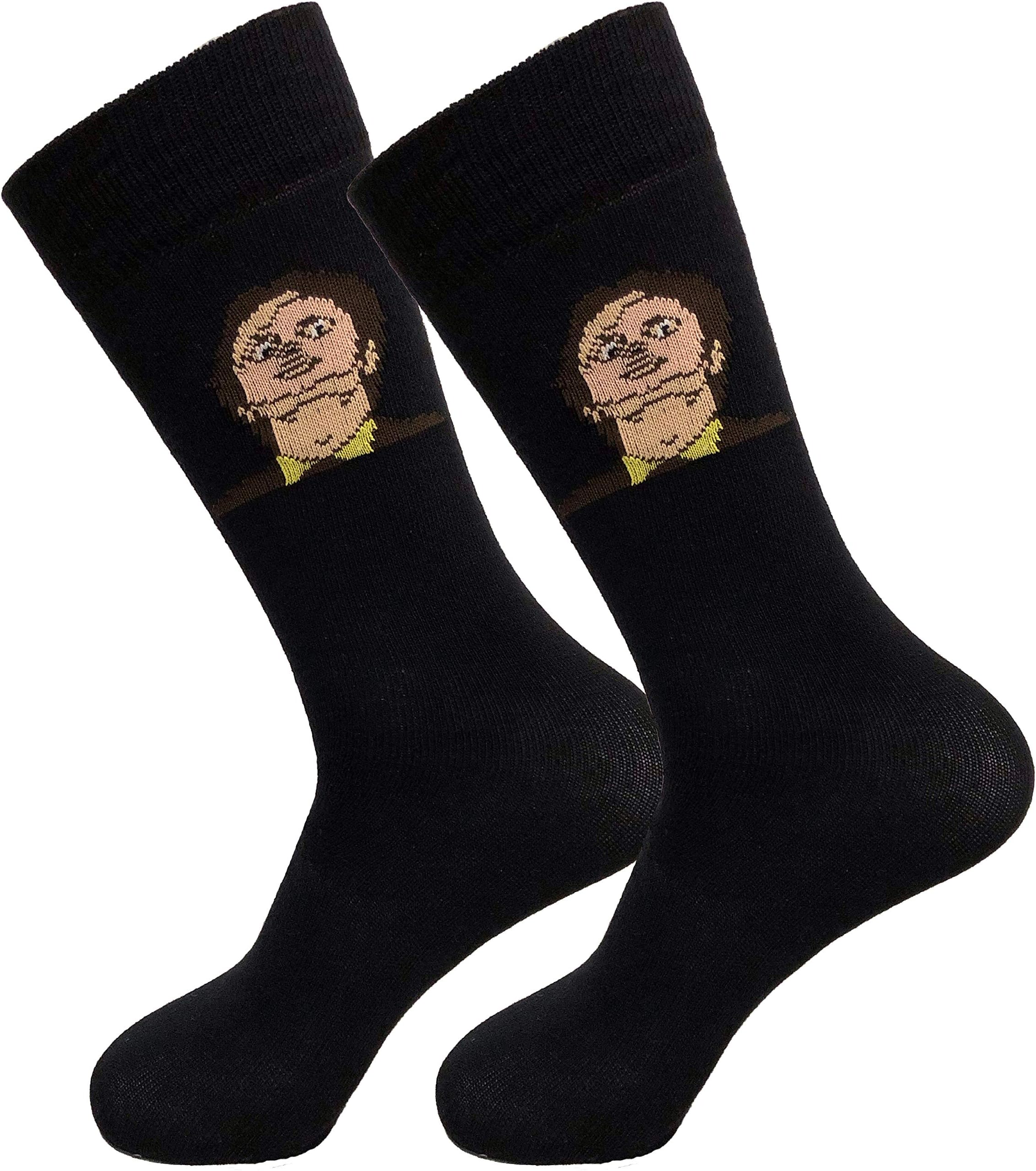 Balanced Co. Dwight Schrute Mask Dress Socks Rainn Wilson Funny Socks Crazy Socks Casual Cotton Crew Socks (Black)