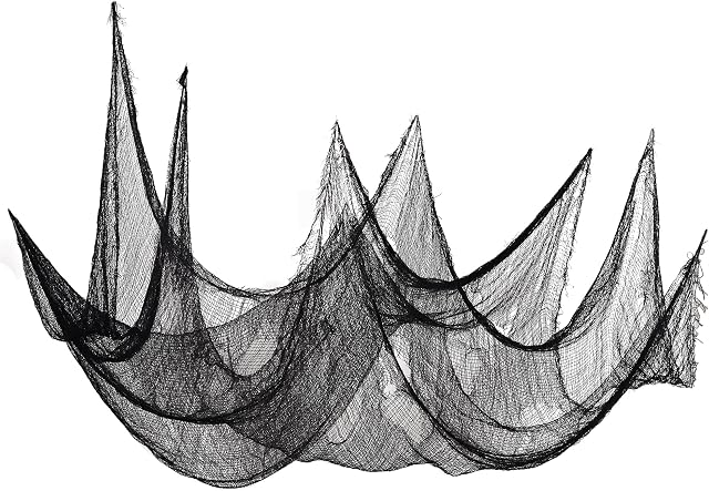 LEUOSO Halloween Creepy Cloth, Black Scary Gauze 200 x 400cm, Table Fabric Cloth for Haunted House, Windows Hanging Cover Spider Web Party Decorations Outdoor Doorway