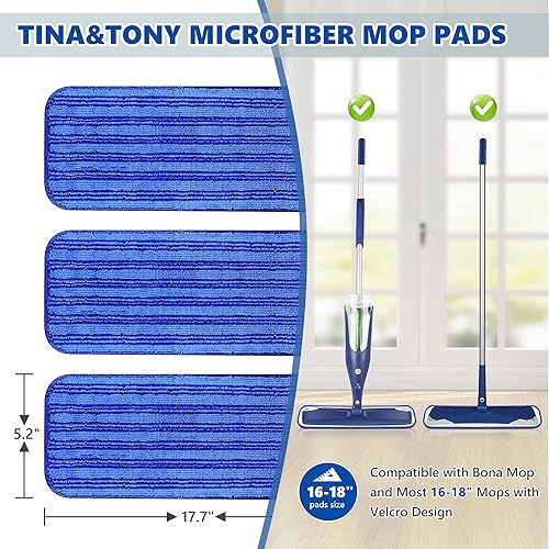 Miniatura 2 de TINA&TONY Almohadilla de limpieza de microfibra para trapeador Bona, almohadillas de repuesto para trapeador, almohadillas de limpieza en húmedo