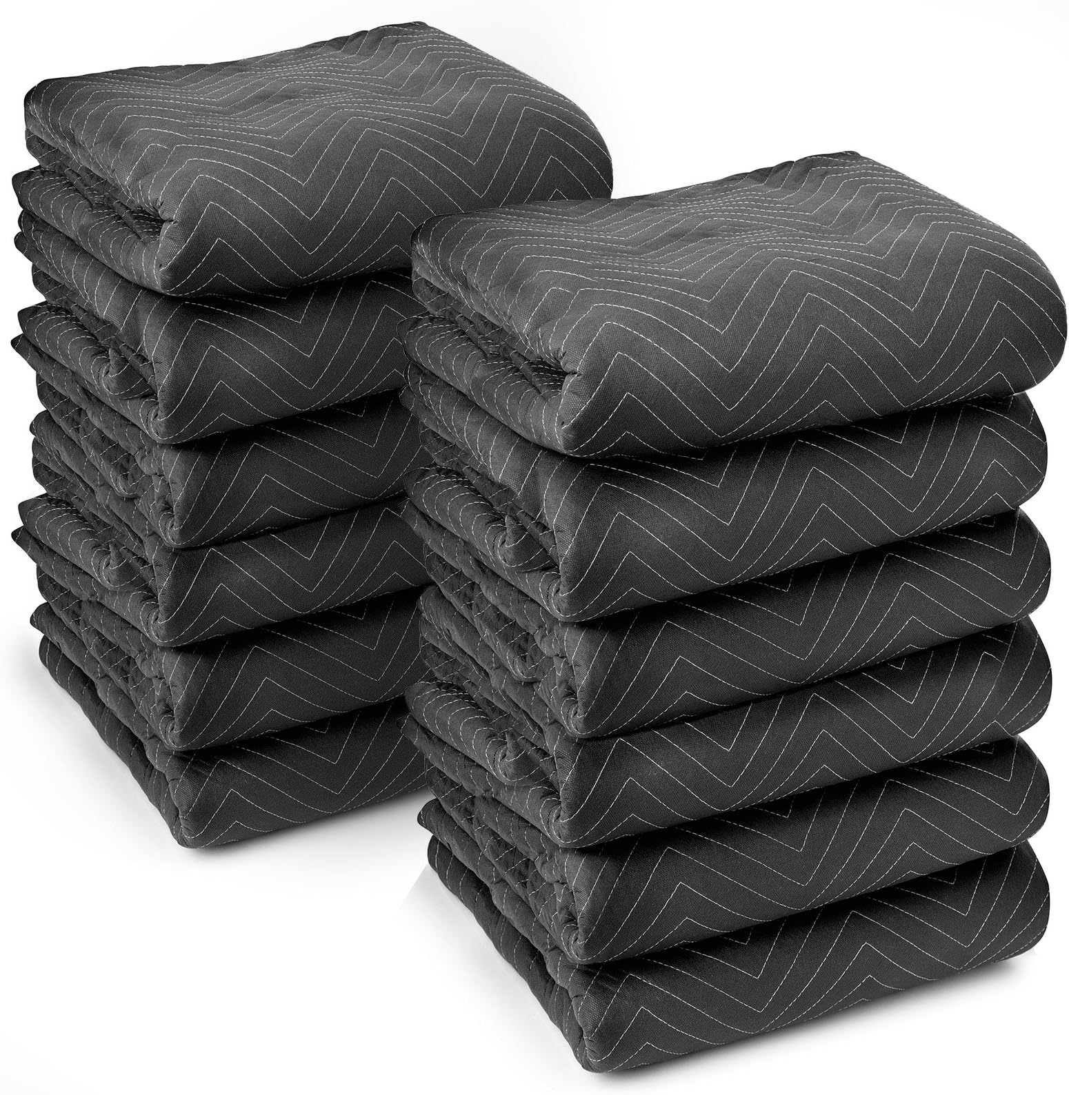 Sure-Max 12 Heavy-Duty Moving & Packing Blankets - Ultra Thick Pro - 80" x 72" (65 lb/dz weight) - Professional Quilted Shipping Furniture Pads Black