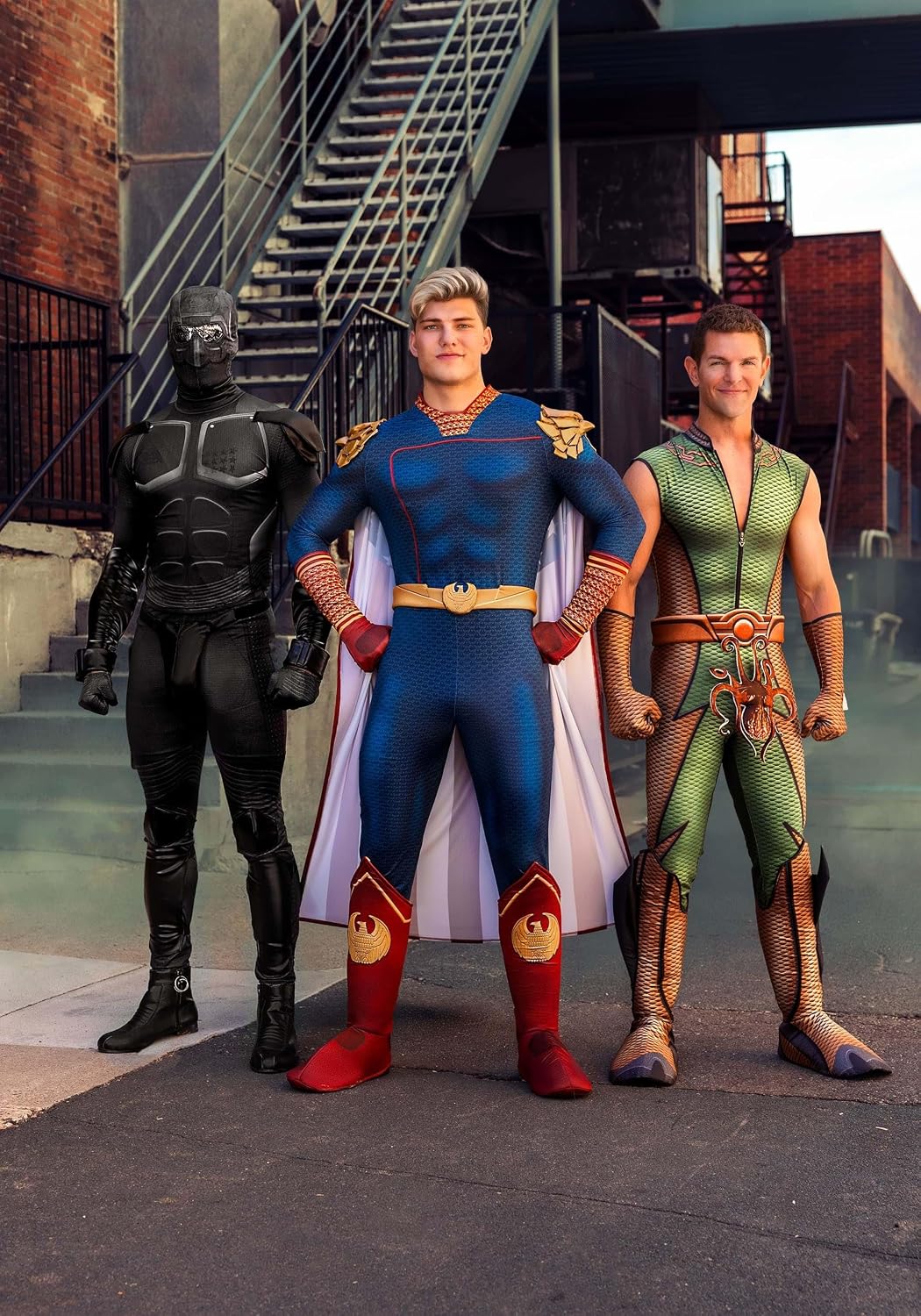 Men's The Boys The Deep Costume Jumpsuit with Belt, Gloves, Boot Covers and Octopus Accessory for Halloween Cosplay