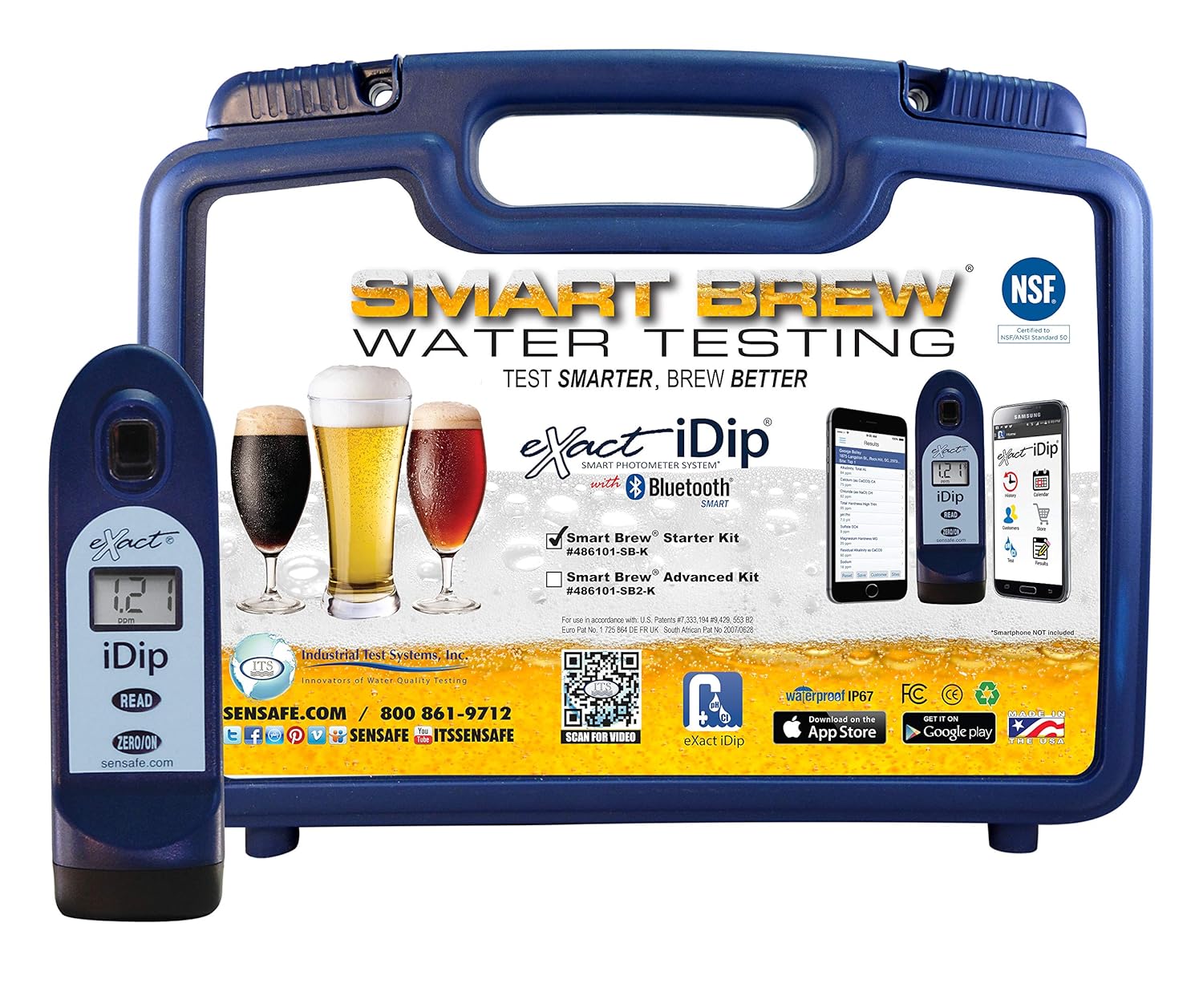 Industrial Test Systems Exact® iDip® Photometer 486101-SB-K Smart Brew Starter Kit with Meter, Blue