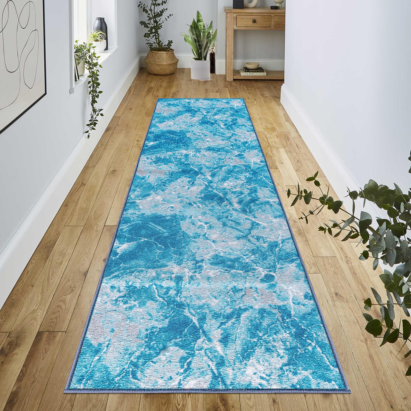 renoazul® Carpet Runners for Hallways Non-Slip Long & Wide Heavy-Duty Plain | 80 x 300 cm Super Absorbent Indoor Stair Carpet and Kitchen Anti-slip Floor Mats - Greeky Rug - Grey & Black — view 19