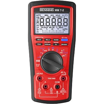 Benning MM 7-2 True RMS Digital Multimeter Digital Display Max. Voltage Measurement Range DC 1000 V Optical and Acoustic Socket Control 44690