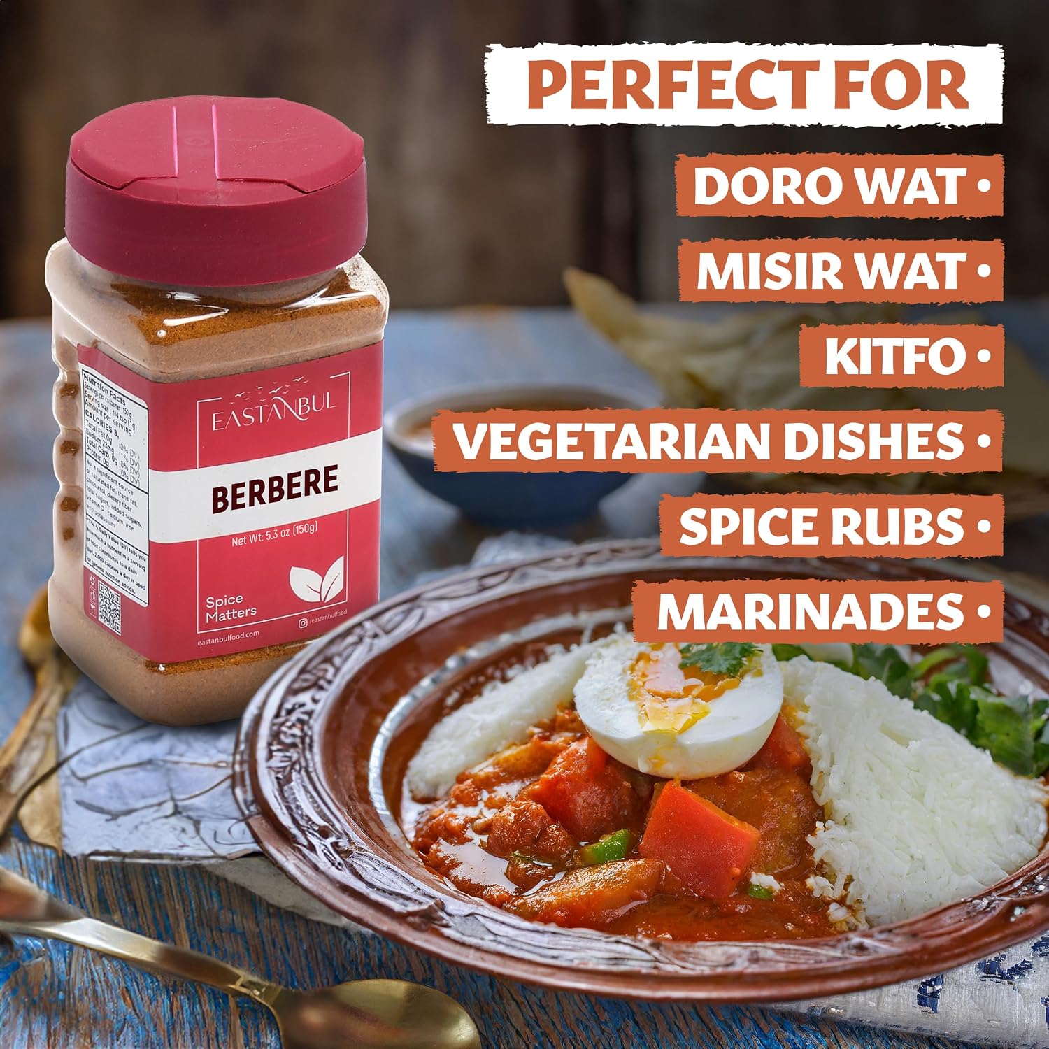 Eastanbul Berbere, Berbere Spice Ethiopian Authentic Mix, No MSG, 5.3oz image 5