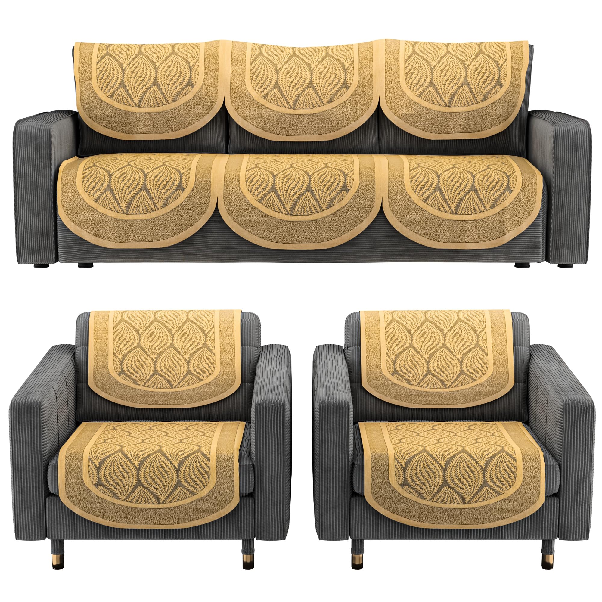 Stylish 5-Seater Sofa Covers - Maroon Cotton -12