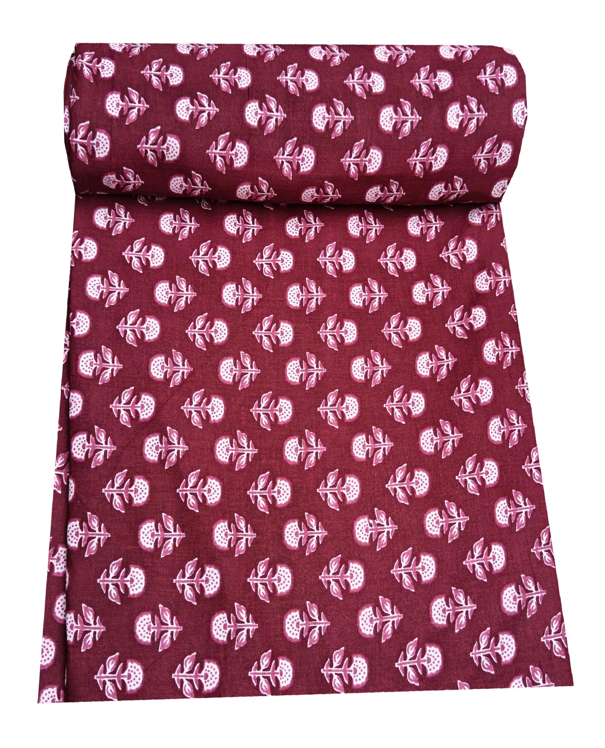 3 Meter Pure Cotton Unstitched Jaipuri Handmade Digital Printed Fabric Material for Women Kurta/Blouse/Palazzos/Piece Material for Women’s (Brown Buti)-image-40