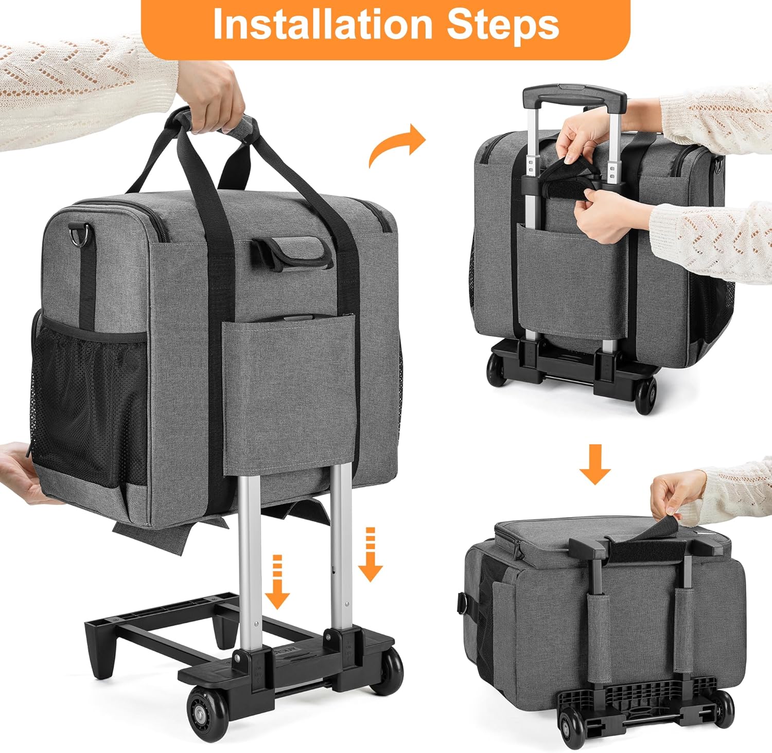 Trunab Rolling Scrapbook Tote Craft Organizers and Storage with Wheels, Craft Bag for 12 X 12 inch Scrapbook Album and Laptop, for Women - Image 4