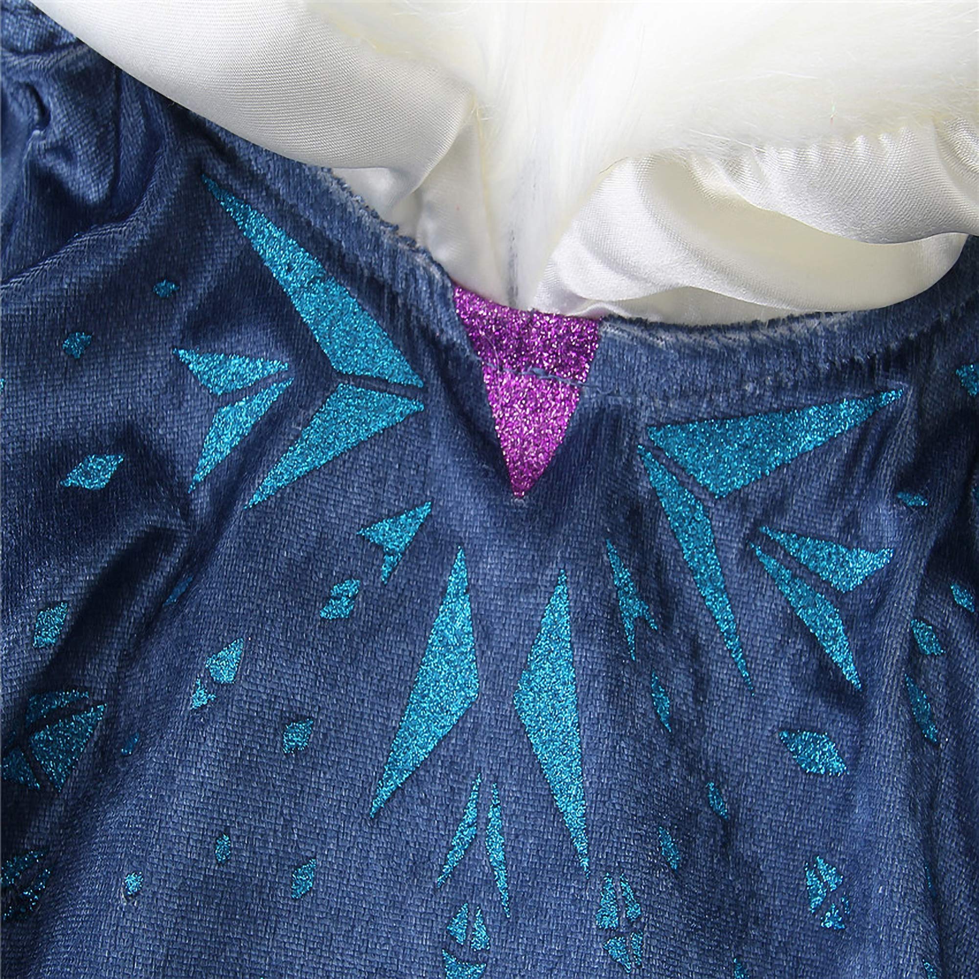 New front Carnevale Elsa Vestito Set, Costume Blu Vestito Abito da Principessa per la Festa Invernale, Bambina Costume con Colletto Cosplay Abiti Gonna Corona Bacchetta Magica Orecchino,Blu,120