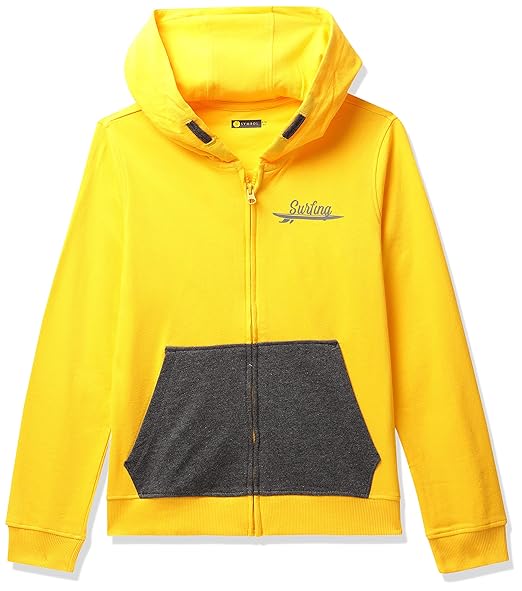 Amazon Brand - Symbol Boys Casual Cotton, Polyester Hooded Sweatshirt (AW21SMBYSWTPO1-517_Yellow 1_7-8 Years)