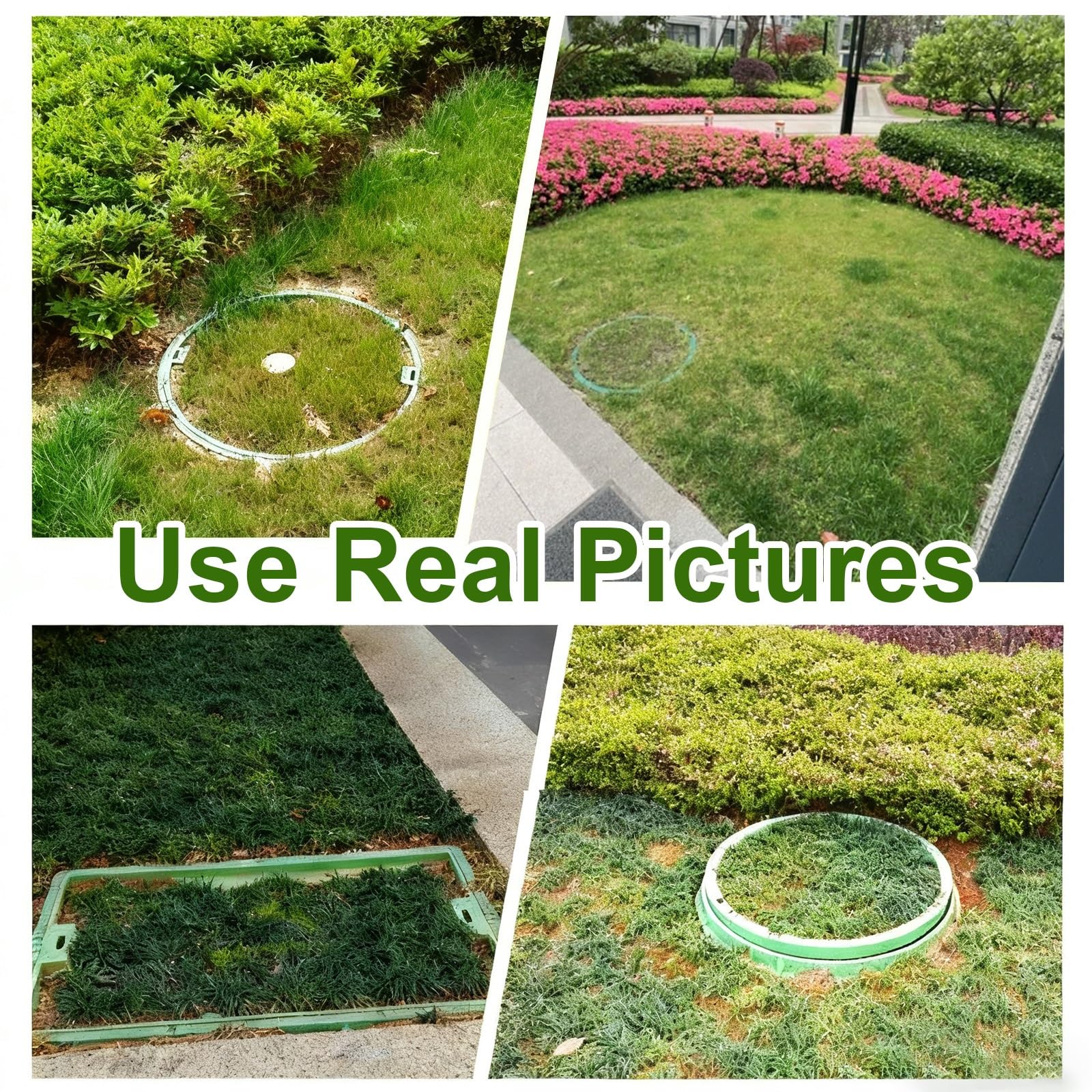 Coperchi Pozzetti in Plastica, Chiusino Pozzetto per Fosse Settiche con Base, Tombino per Fognature in Vaso D'erba per Giardini, Prati e Cortili(70 * 12cm/27.6 * 4.7in)