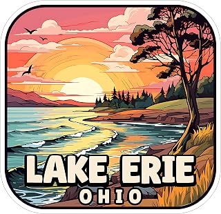 Lake Erie Ohio Sticker 4 Inch Waterfront Wilderness Travel Souvenir - Waterproof Vinyl Decal for Laptop Water Bottle Car Tumbler - Durable Aesthetic Long-Lasting Stickers for Adults ID44990