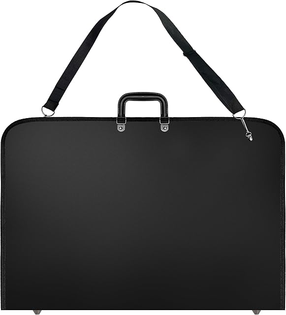 Black Art Portfolio Case Artist Carrying Case Artist Portfolios Case with Shoulder Strap (19x14.7x1.5 Inch)