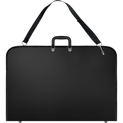 Black Art Portfolio Case Artist Carrying Case Artist Portfolios Case with Shoulder Strap (19x14.7x1.5 Inch)